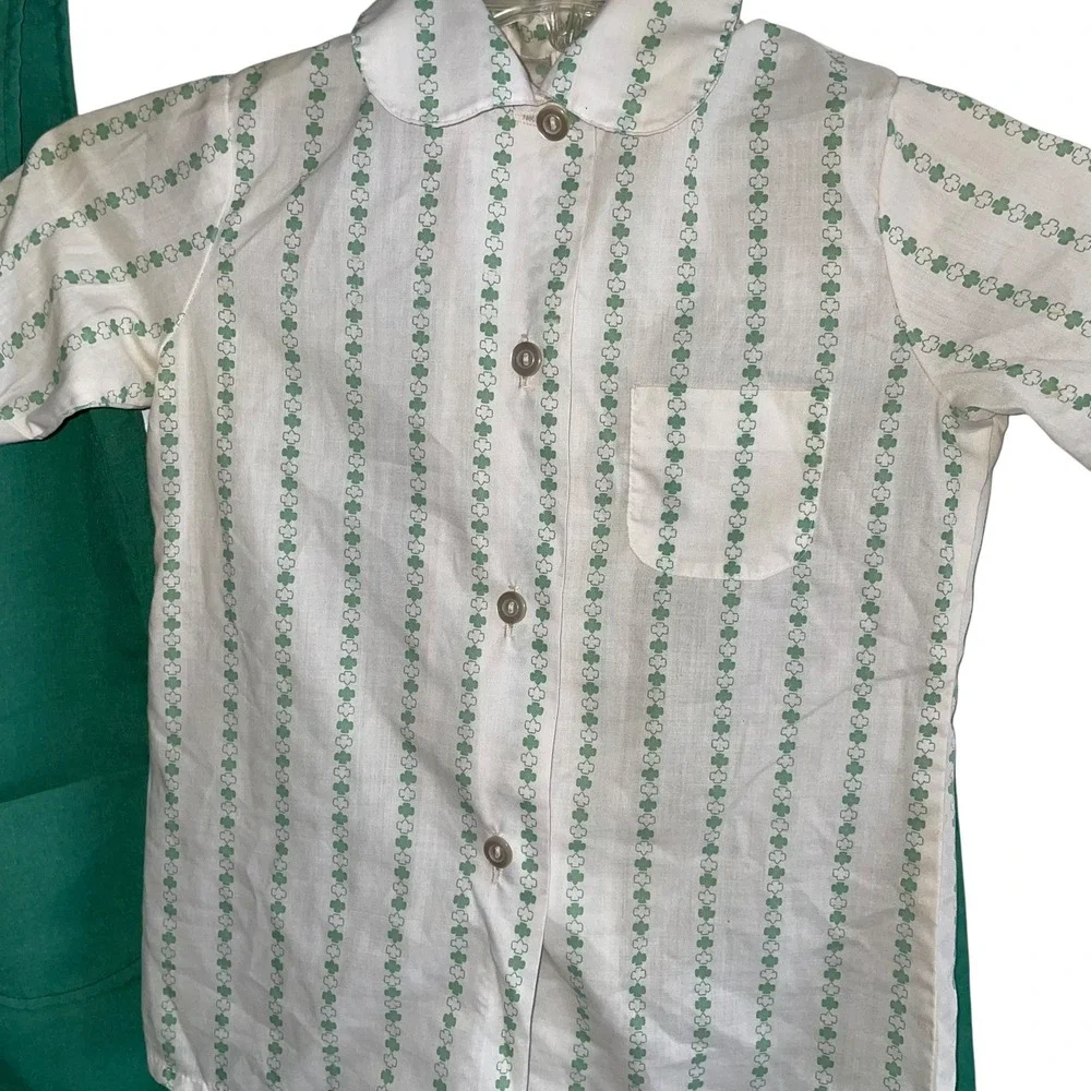 Vintage Official Girl Scout 70s Uniform‎ 3 Piece Set Juniors Size 8-10 Clover